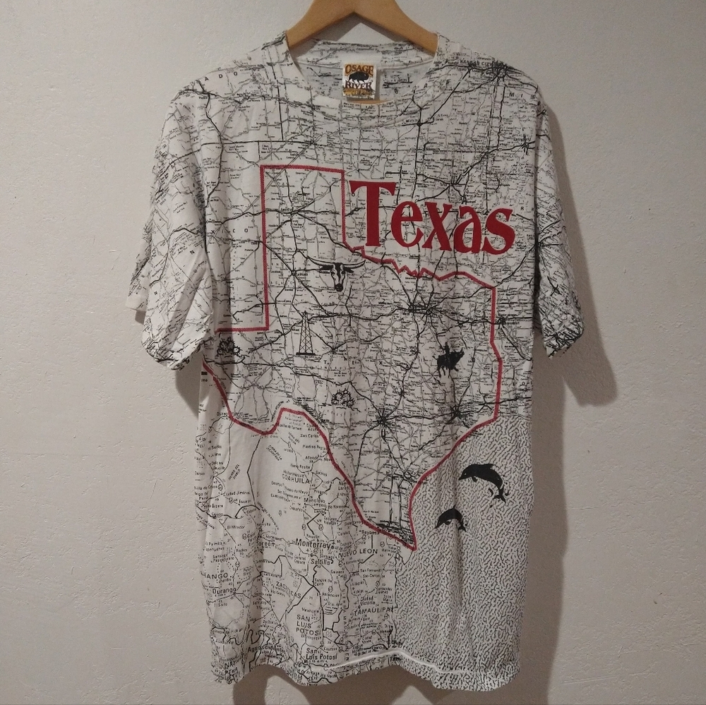 Vintage Texas Map Fullprint Tee Shirt